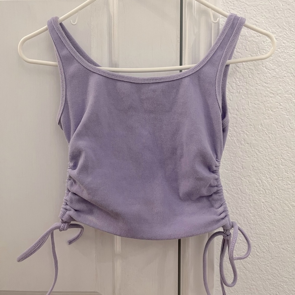 purple tank top with ties on the side